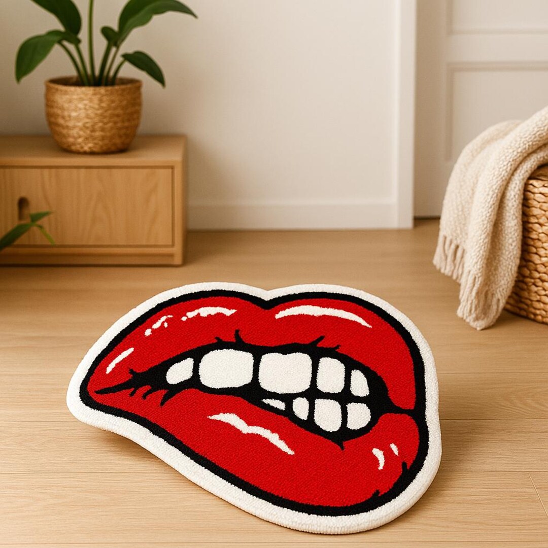 Red Lips Tufted Rug Soft Good Carpet Bathroom Floor Pad Kids Room ...