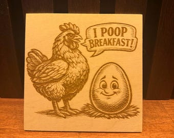 Disegno divertente per incisione su legno "I Poop Breakfast" (Faccio la cacca a colazione) in formato .SVG .PNG .XCS