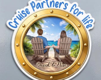 Personalized Cruise Ship Door Magnet, Couple Summer Vacation Keepsake, Porthole Design