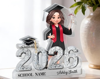 Personalized Graduation Acrylic Plaque, Class of 2026 Keepsake, Custom Senior Gift