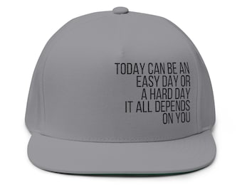 Embroidered Quote Flat Bill Cap | Vintage-Inspired Cotton Twill