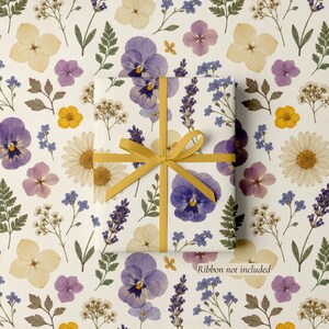 Floral Wrapping Paper Botanical Gift Wrap Recyclable Sustainable Eco Friendly Wedding Bridal Shower Birthday Present Packaging Vintage