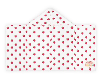 Hello Sunshine™ Strawberry Pattern Youth Hooded Towel | Kids Beach Bath Wrap