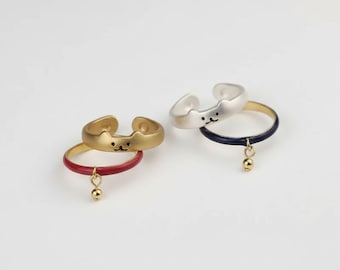 Kawaii Cat Ring Set with Bell | Japanese Style Adjustable Rings