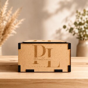 Custom Engraved Coaster Set with Holder | Personalized MDF Coasters | Add Your Logo, Name or Text | Unique Wine Gift