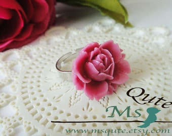 Romantic Garden Rose  Ring -pinkish purple