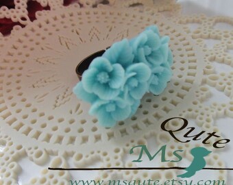 Romantic petite flower  Ring - morning sky