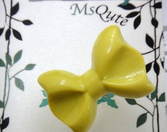 Oblique ribbon bow Ring - Retro Yellow