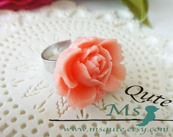 Romantic Garden Rose  Ring - light pink