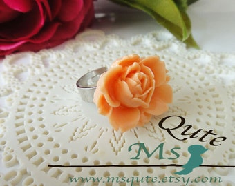 Romantic Garden Rose  Ring -peach