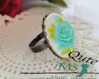 Romantic Rose Ring - Soft aqua