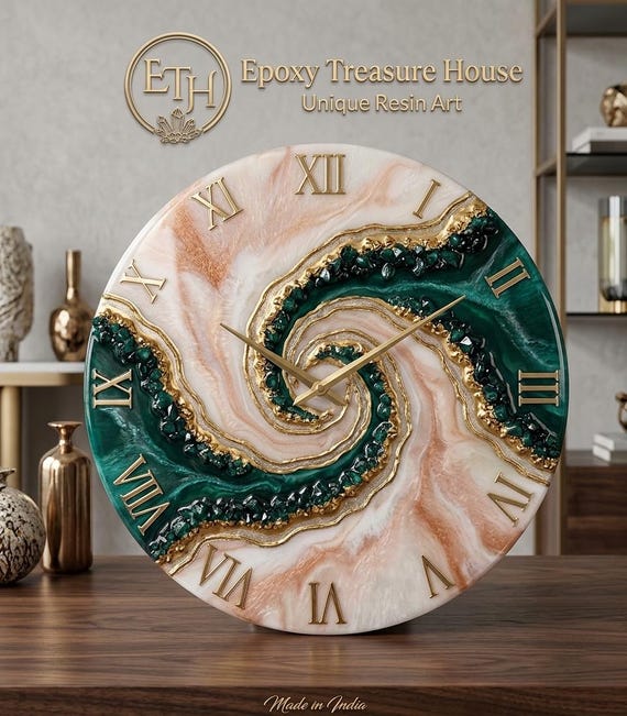 Luxury Epoxy Resin Wall Clock | Handmade Modern Wall Decor | Silent Non-Ticking Clock | Unique Artistic Home Decor | Premium Gift Idea