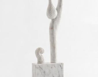 Abstract White Marble Sculpture | Handmade Modern Marble Art Decor | Luxury Minimalist Tabletop Statue