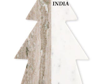 Tagliere da portata in marmo a forma di albero di Natale / Taglieri per formaggi in marmo bianco e beige / Piatto di salumi per le feste / Decorazioni per la cucina per le feste