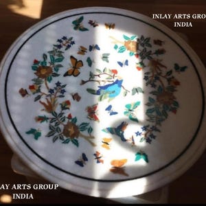 Luxus Marmor Beistelltisch | Beistelltisch aus der französischen Provinz, dunkles Holz