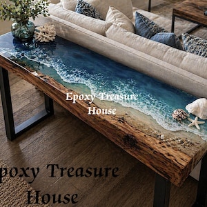 Luxury Wood Epoxy Sofa Back Table | Handmade Resin Console Table | Modern Entryway Table | Narrow Sofa Table | Designer Wooden Furniture