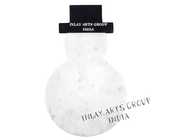 Tagliere per formaggi in marmo a forma di pupazzo di neve / Tagliere da portata in marmo bianco e nero / Decorazioni per la cucina per le feste / Vassoio in marmo fatto a mano / Regalo per Natale