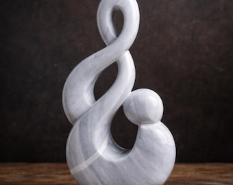 Luxury White Marble Abstract Sculpture with Pedestal Stand, Modern Fine Art Figurine, Geometric Gold Inlay Stone Pillar Plinth, Luxury Gift