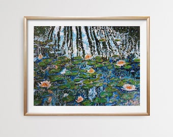 Graceful Reflection - Water Lilies Acrylic Painting