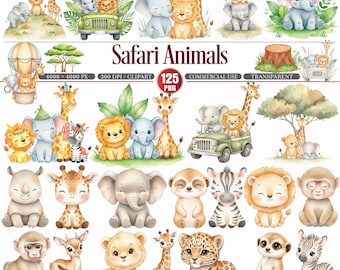 Safari Animals Clipart Baby Jungle PNG Nursery Set