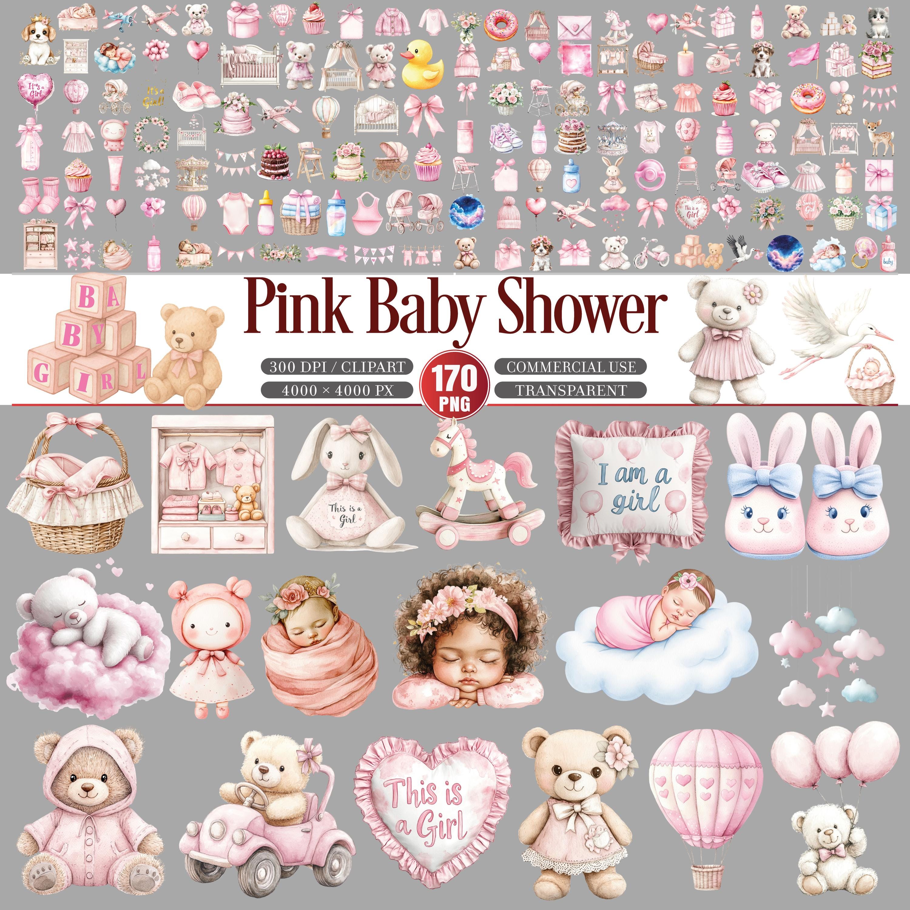 Pink Baby Shower Clipart Girl Nursery Celebration Collection PNG - Etsy
