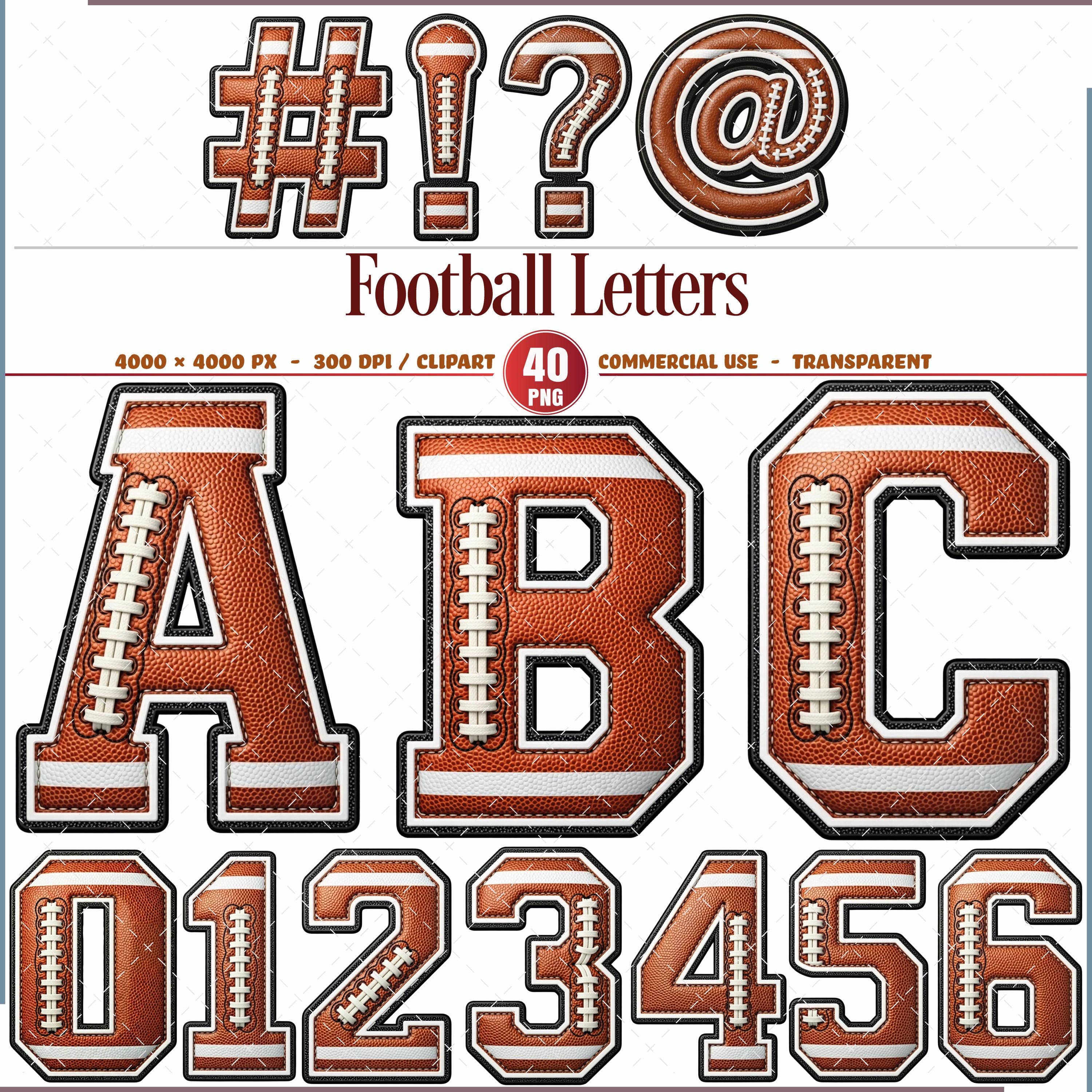 Football Alphabet Clipart Varsity Letters Numbers PNG Set - Etsy