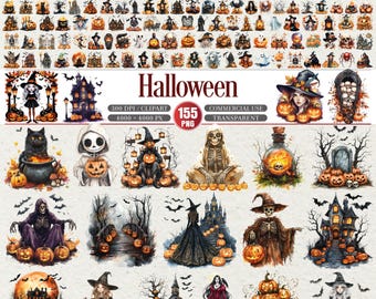 Halloween Clipart Bundle 155 PNG Designs