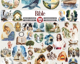 Bible Clipart Bundle 105 PNG Religious Commercial Use