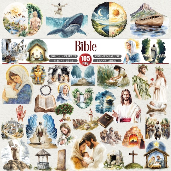 Bible Clipart Bundle 105 PNG Religious Commercial Use