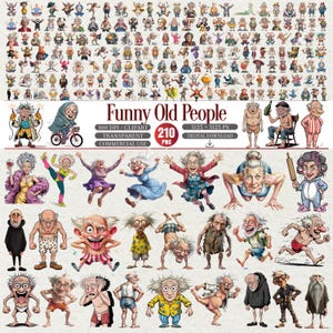 Lustige ältere Charaktere Clipart Bundle 300 DPI PNG