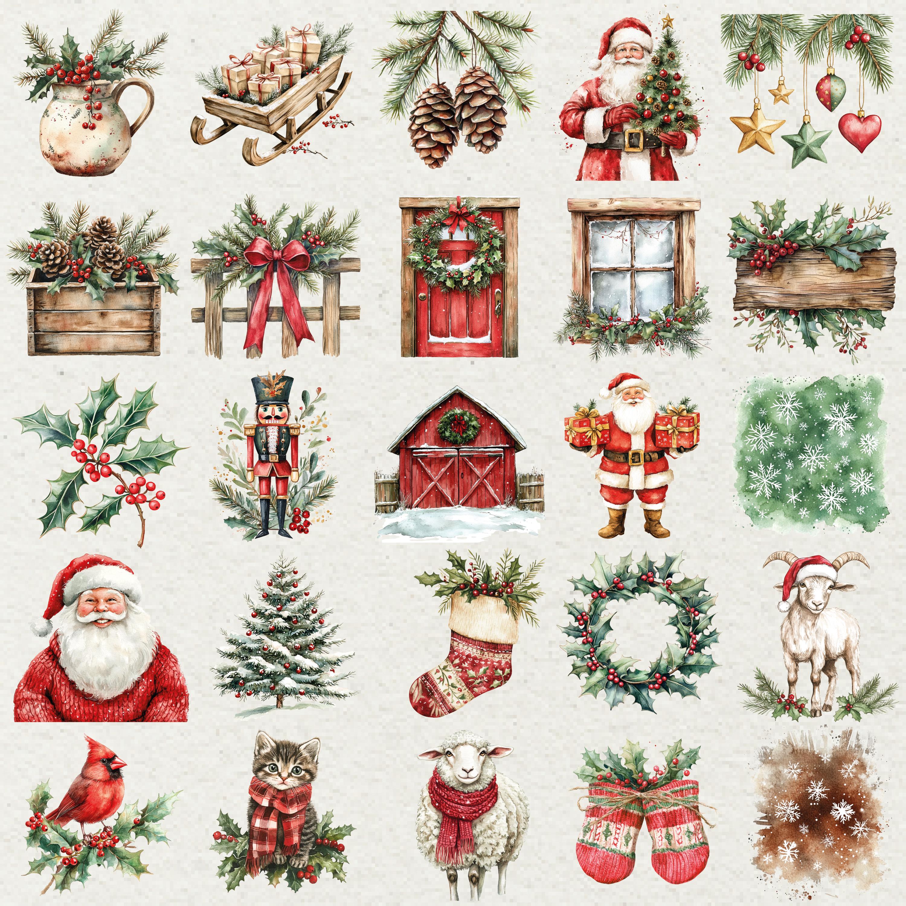 Rustic Country Christmas Clipart Bundle PNG Set - Etsy