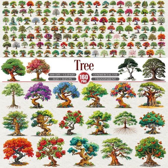 Nature Tree Clipart Bundle Flowering Bonsai Unique Trees Botanical Garden PNG