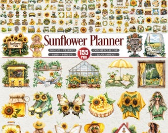 Agenda Tournesol Clipart Collection florale d'été PNG