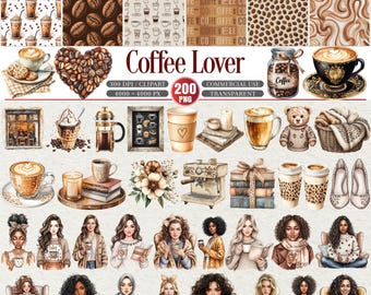 Coffee Lover Clipart Bundle PNG Cozy Coffee