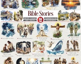 Bible Stories Clipart Bundle 55 PNG Religious Commercial Use