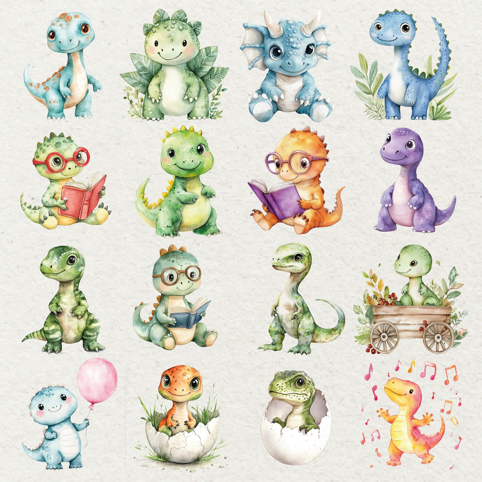Baby Dinosaur Clipart Bundle 100 PNG Transparent Design - Etsy
