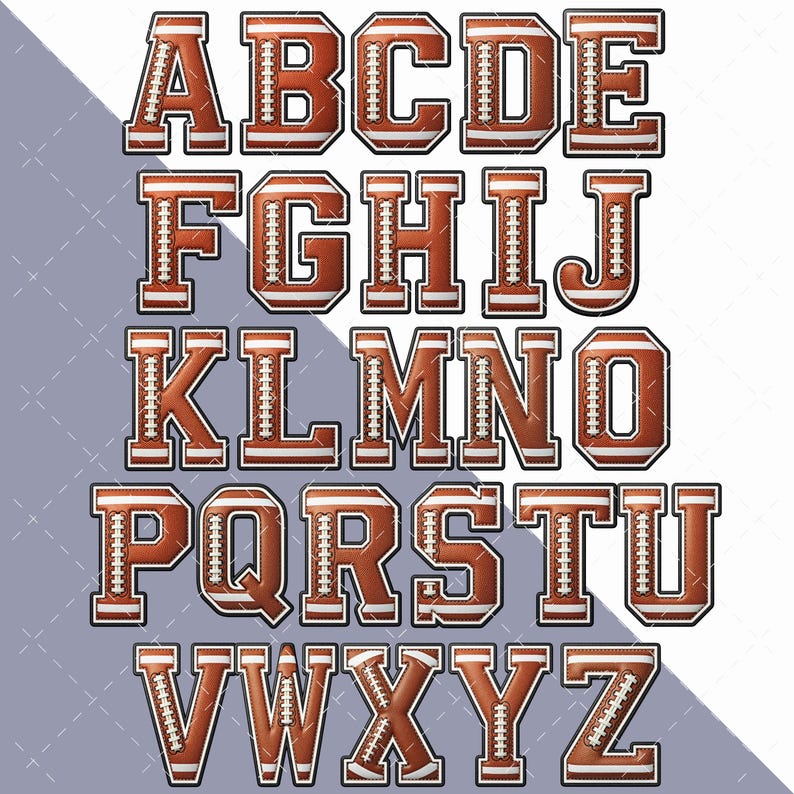 Football Alphabet Clipart Varsity Letters Numbers PNG Set - Etsy