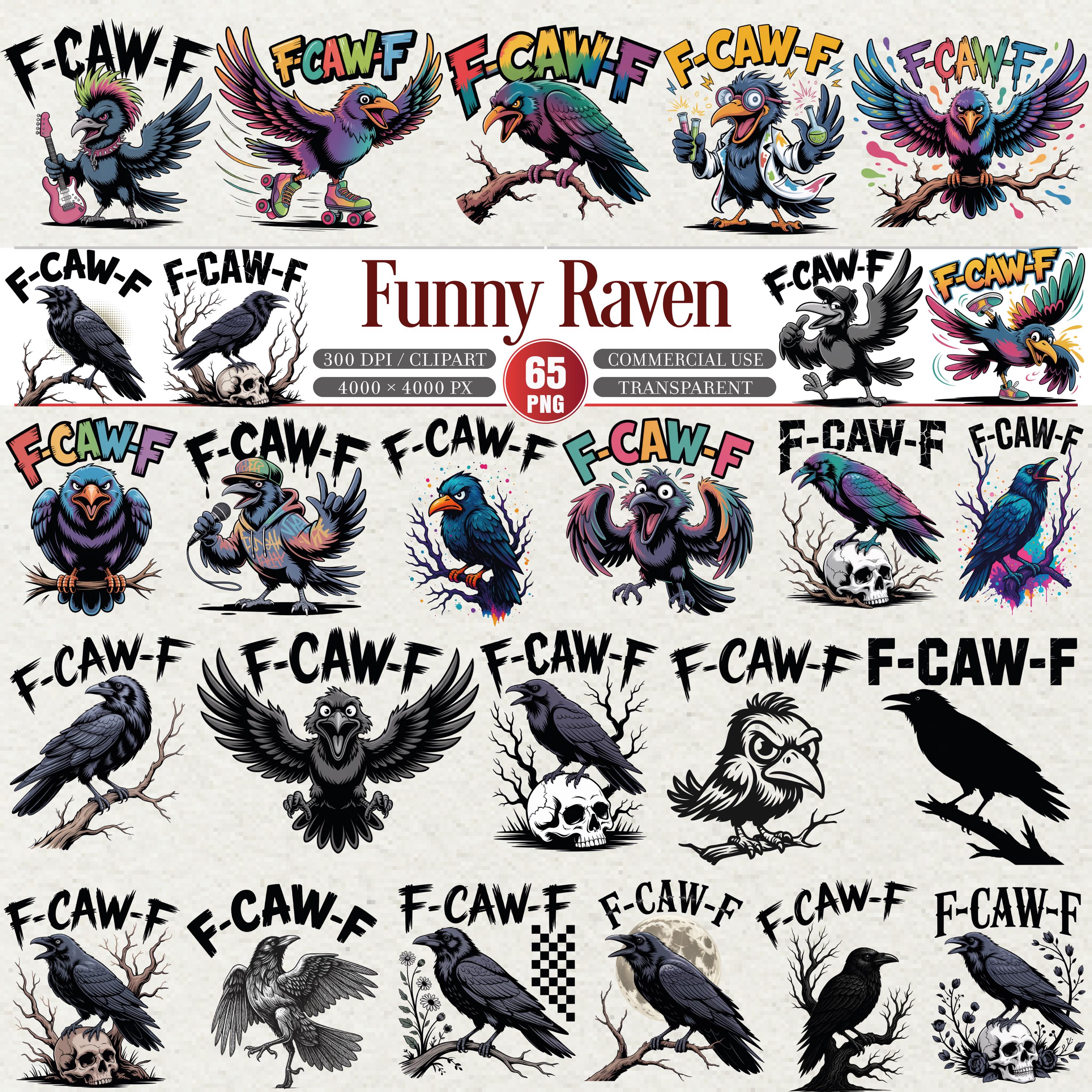 Funny Raven Clipart Bundle 65 PNG Cartoon Crow Designs - Etsy