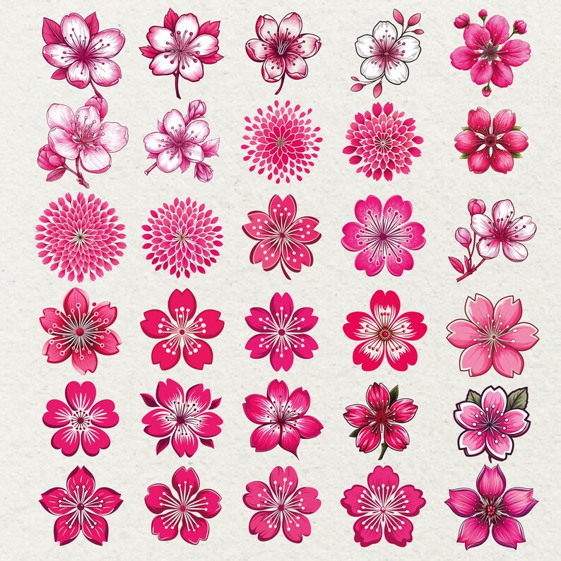 Cherry Blossom Clipart Bundle 180 PNG Transparent Commercial Use - Etsy