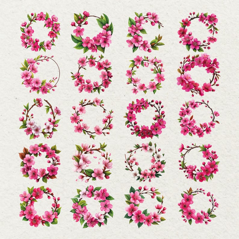 Cherry Blossom Clipart Bundle 180 PNG Transparent Commercial Use - Etsy
