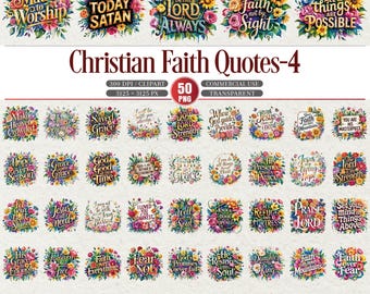 Conjunto de imagens PNG com citações da fé cristã e provérbios bíblicos.