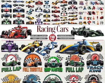 Rennautos Clipart-Bundle 110 PNG-Formel-Rennen Grafiken