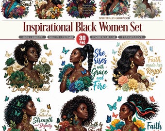 Inspirational Black Women Faith Png Clipart  Set