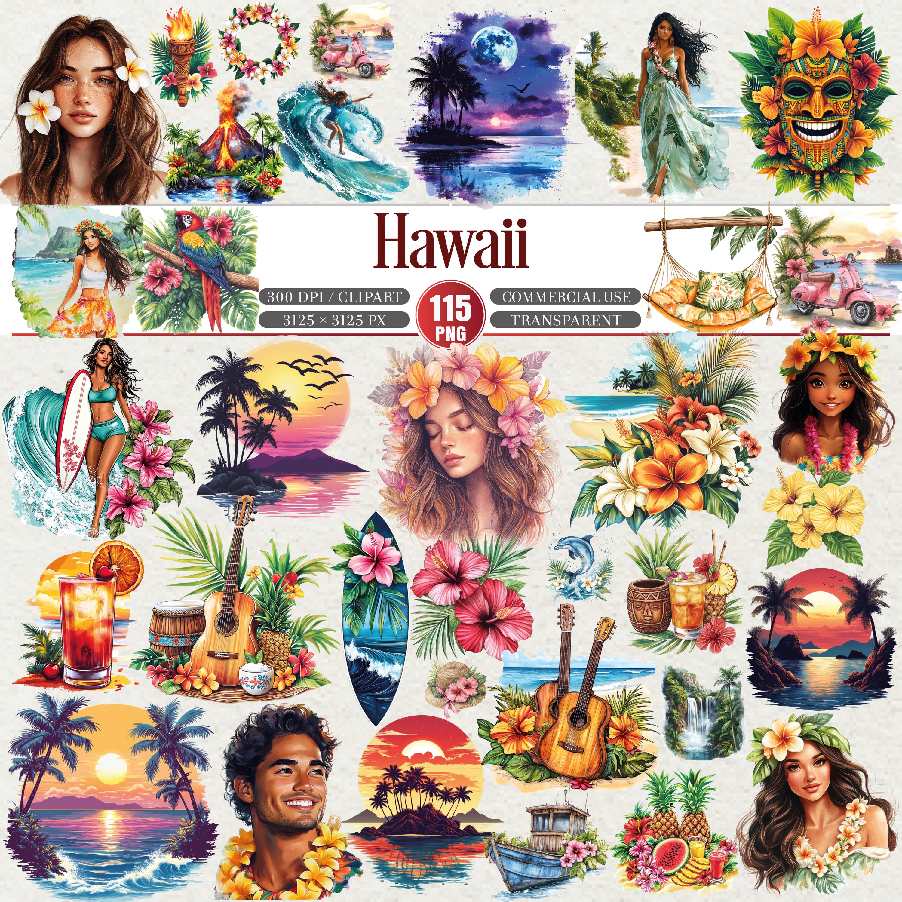 Hawaii Tropical Summer Clipart Bundle 115 PNG - Etsy