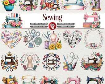 Sewing Clipart Bundle Sewing Machine Fashion Tools PNG