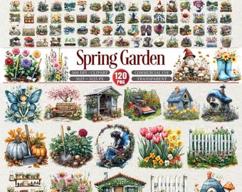 Spring Garden Clipart Floral Gardening Collection PNG