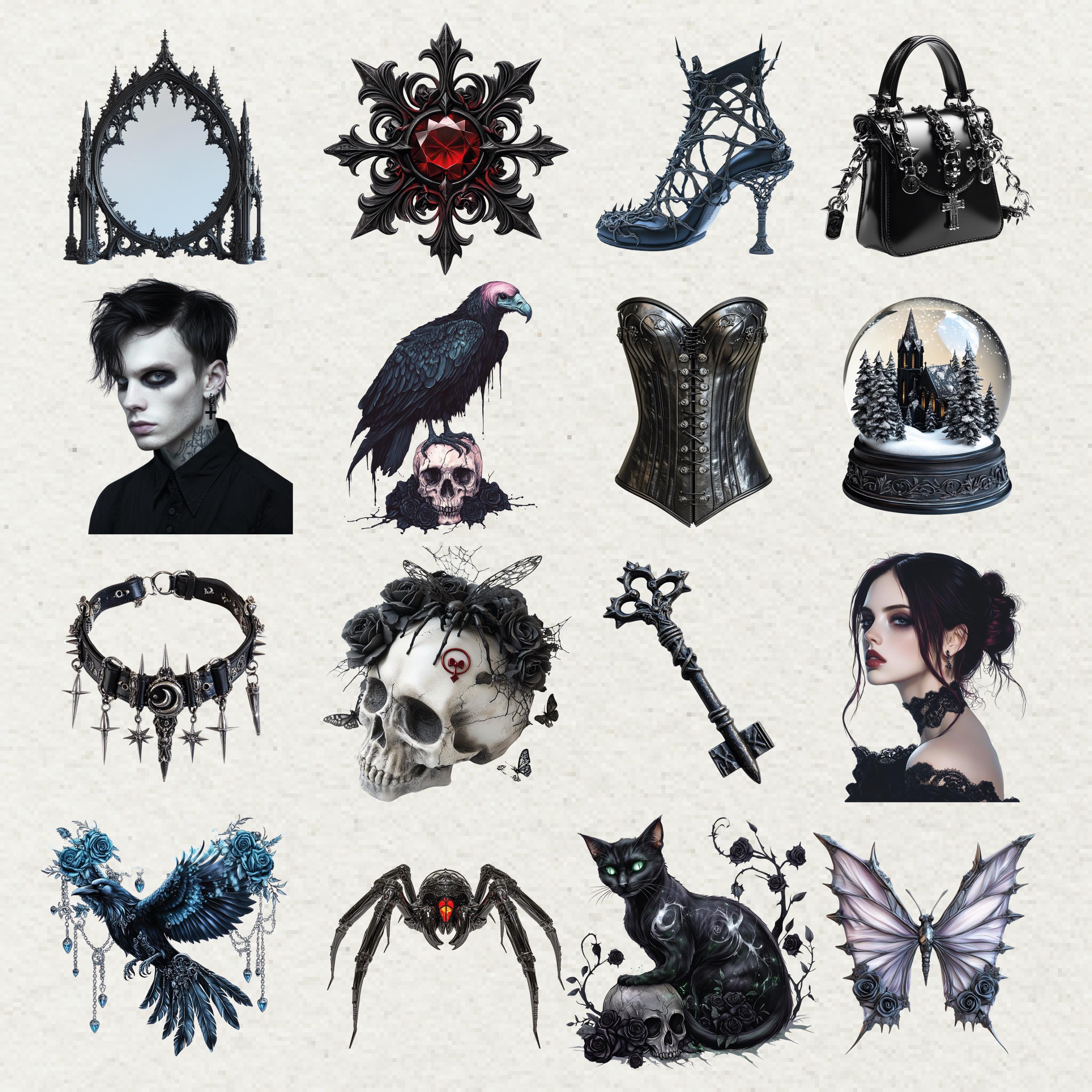 Gothic Clipart Bundle PNG Dark Occult Symbols Art - Etsy