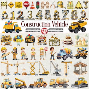 Byggnadsfödelsedag Clipart Fordon Lastbilar Fest PNG