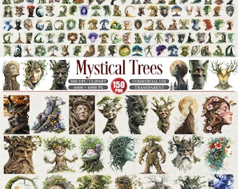 ドライアドの森の守護者 - 森の神秘的な木の精霊27体、ファンタジー