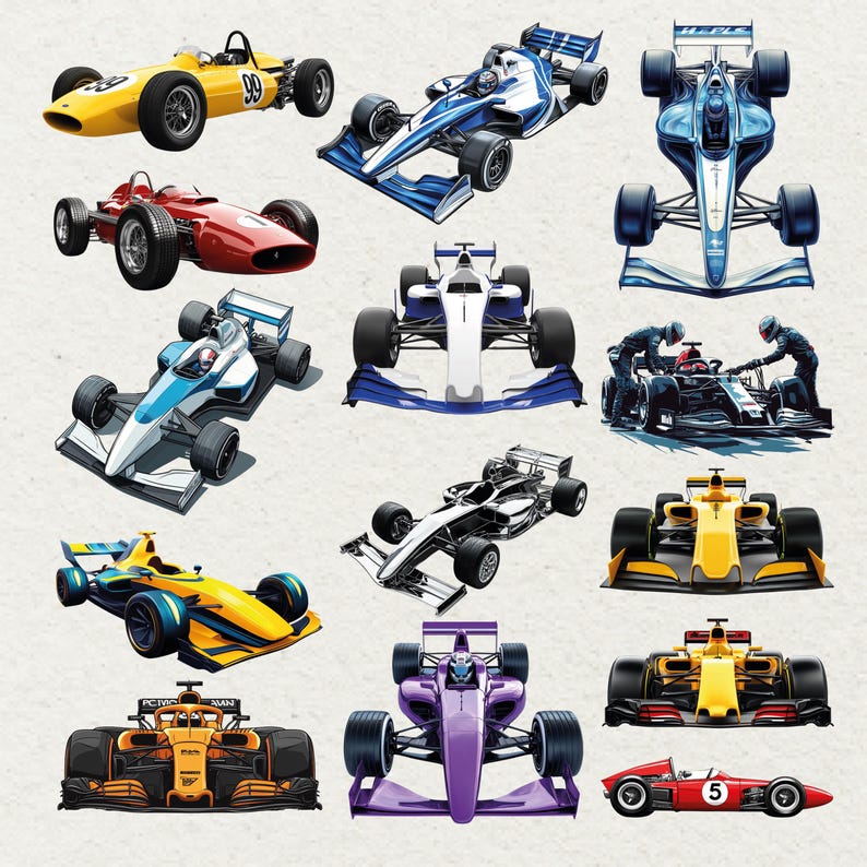 Racing Cars Clipart Bundle 110 PNG Formula Race Graphics - Etsy